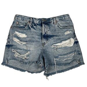 We the free Distressed Denim light wash Shorts with holes cut off